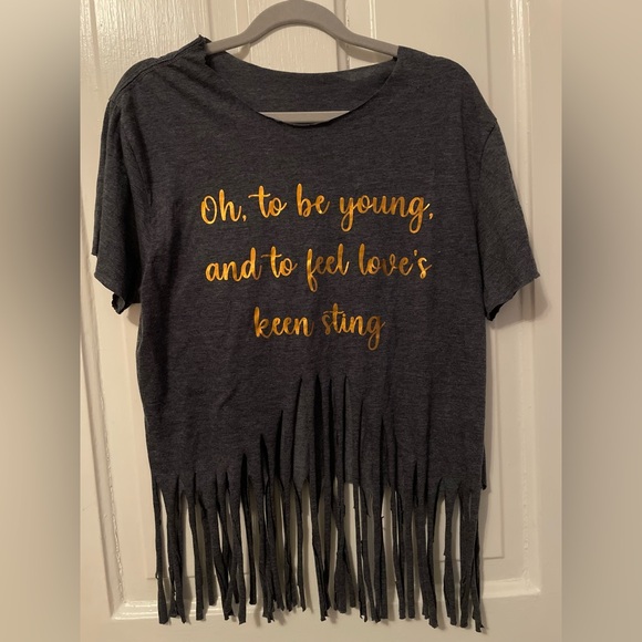 Tops - 2 for $6 Distressed T-shirt with Fringe